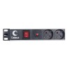 Блок евророзеток PDU-6P-F-2EU для 19дюйм шкафов горизонт. 6 розеток фильтр 16А выкл. шнур 2м алюм. к