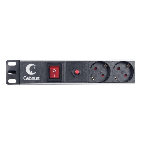 Блок евророзеток PDU-6P-F-2EU для 19дюйм шкафов горизонт. 6 розеток фильтр 16А выкл. шнур 2м алюм. к