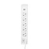 Удлинитель с сетевым фильтром 5х3м с автовыкл. 2 USB КГ 3х1.5кв.мм бел. Kranz 13-4700