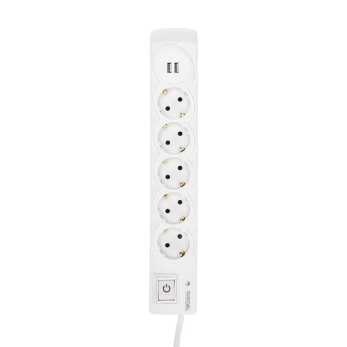 Удлинитель с сетевым фильтром 5х3м с автовыкл. 2 USB КГ 3х1.5кв.мм бел. Kranz 13-4700
