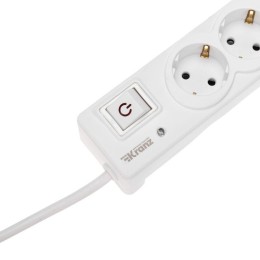 Удлинитель с сетевым фильтром 5х3м с автовыкл. 2 USB КГ 3х1.5кв.мм бел. Kranz 13-4700