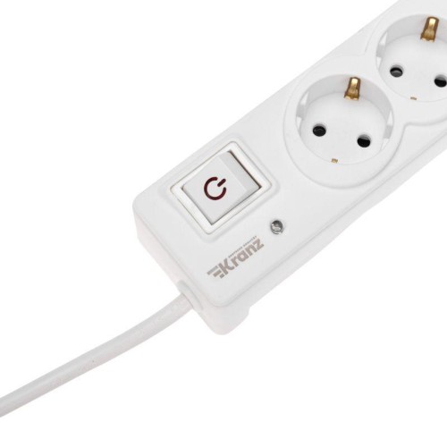Удлинитель с сетевым фильтром 5х3м с автовыкл. 2 USB КГ 3х1.5кв.мм бел. Kranz 13-4700