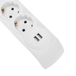 Удлинитель с сетевым фильтром 5х3м с автовыкл. 2 USB КГ 3х1.5кв.мм бел. Kranz 13-4700