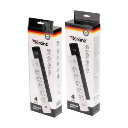 Удлинитель с сетевым фильтром 5х3м с автовыкл. 2 USB КГ 3х1.5кв.мм бел. Kranz 13-4700