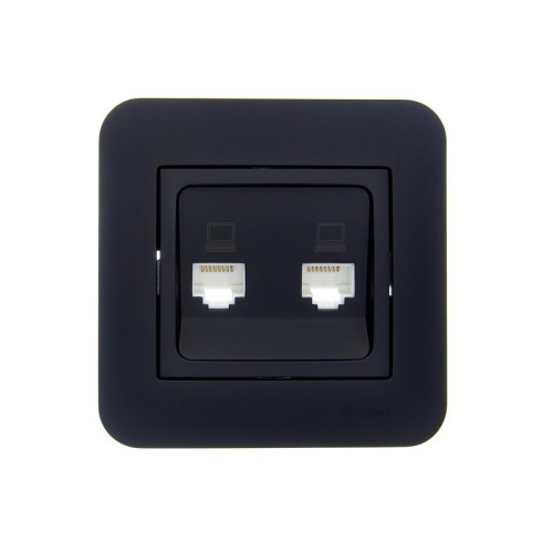 Розетка компьютерная 2-м СП ASTI IP20 RJ45 в сборе черн. бархат LEZARD 7081-4242-141