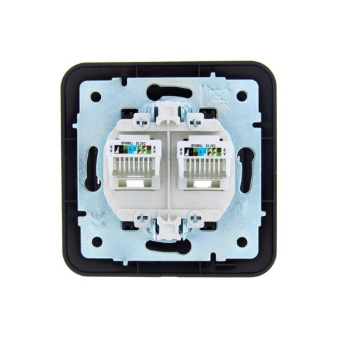 Розетка компьютерная 2-м СП ASTI IP20 RJ45 в сборе черн. бархат LEZARD 7081-4242-141