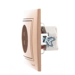 Розетка 1-м СП Mira 16А IP20 с заземл. защ. шторки со вставкой керамика свет. корич. перламутр. LEZA