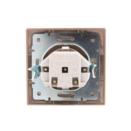 Розетка 1-м СП Mira 16А IP20 с заземл. защ. шторки со вставкой керамика свет. корич. перламутр. LEZA