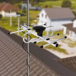 Антенна ТВ наружная "АКТИВНАЯ" для аналогового и цифрового ТВ - DVB-T2 (модель RX-408) (пакет) Rexan