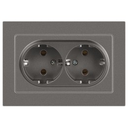 Розетка 2-м СП Accent 6-205-09 16А IP20 250В 2P+E Schuko AL/CU титан Intro Б0063500