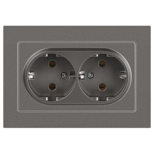 Розетка 2-м СП Accent 6-205-09 16А IP20 250В 2P+E Schuko AL/CU титан Intro Б0063500