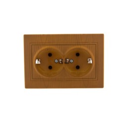 Розетка 2-м СП Mira 16А IP20 с заземл. керамика ольха LEZARD 701-0701-127