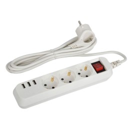 Удлинитель электрический U-3es-1.5m-USB с заземлением с выключателем 3 розетки+3xUSBA 1.5м 10А Эра Б