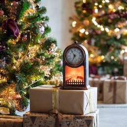 Камин светодиодный "Старинные часы" 14.7х11.7х25см эффект живого огня USB и элементы питания 2хC (не