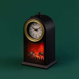 Камин светодиодный "Старинные часы" 14.7х11.7х25см эффект живого огня USB и элементы питания 2хC (не