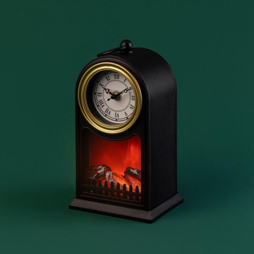 Камин светодиодный "Старинные часы" 14.7х11.7х25см эффект живого огня USB и элементы питания 2хC (не