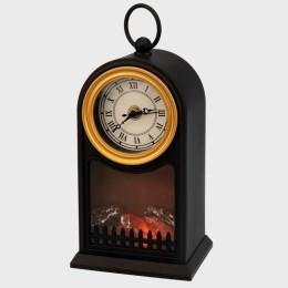 Камин светодиодный "Старинные часы" 14.7х11.7х25см эффект живого огня USB и элементы питания 2хC (не