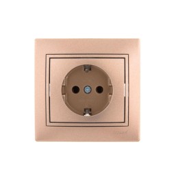 Розетка 1-м СП Mira 16А IP20 с заземл. со вставкой керамика свет. корич. перламутр. LEZARD 701-3131-