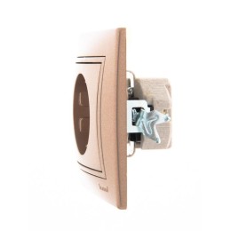 Розетка 1-м СП Mira 16А IP20 с заземл. со вставкой керамика свет. корич. перламутр. LEZARD 701-3131-