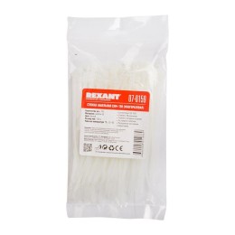 Хомут кабельный 3.5х150 многоразовый нейл. СКМ-150 бел. (уп.100шт) Rexant 07-0159