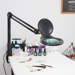 Лупа на струбцине круглая 5D с подсветкой 56LED черн. Rexant 31-0406