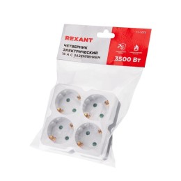 Разветвитель 4-м с заземл. 16А IP20 бел. Rexant 11-1073