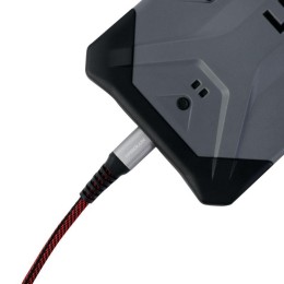 Кабель USB-Lightning ELX-CDC09-C43 3А 1.5м черн./красн. ткань зарядка+ПД коробка Ergolux 15310