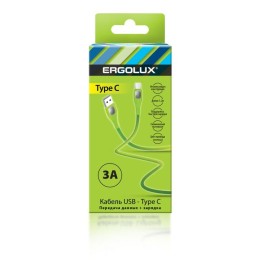 Кабель USB-Type C ELX-CDC02-C05 3А 1.2м зарядка+передача данных коробка зел. Ergolux 15301