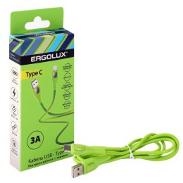 Кабель USB-Type C ELX-CDC02-C05 3А 1.2м зарядка+передача данных коробка зел. Ergolux 15301