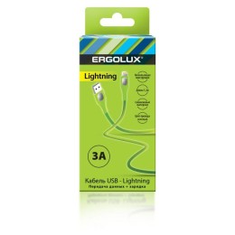 Кабель USB-Lightning ELX-CDC03-C05 3А 1.2м зарядка+передача данных коробка зел. Ergolux 15303