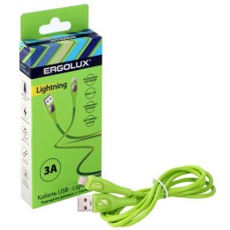 Кабель USB-Lightning ELX-CDC03-C05 3А 1.2м зарядка+передача данных коробка зел. Ergolux 15303