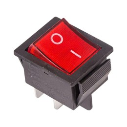 Выключатель клавишный 250В 16А (4с) ON-OFF красн. с подсветкой (RWB-502 SC-767 IRS-201-1) (инд. упак