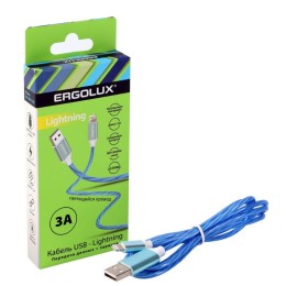 Кабель USB-Lightning ELX-CDC03-C06 3А 1.2м LED зарядка+передача данных коробка син. Ergolux 15306