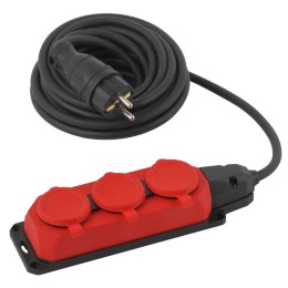 Удлинитель силовой UK-3e-3x1.5-5m-IP44(KG) с заземлением 3 розетки каучук 5м КГ 3х1.5кв.мм IP44 Эра
