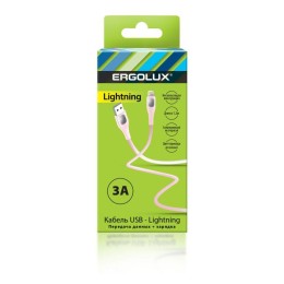 Кабель USB-Lightning ELX-CDC03-C14 3А 1.2м зарядка+передача данных коробка роз. Ergolux 15304