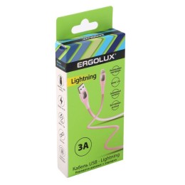 Кабель USB-Lightning ELX-CDC03-C14 3А 1.2м зарядка+передача данных коробка роз. Ergolux 15304