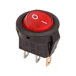 Выключатель клавишный круглый 250В 3А (3с) ON-OFF красн. с подсветкой Micro (RWB-106 SC-214) (инд. у