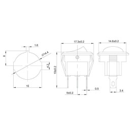 Выключатель клавишный круглый 250В 3А (3с) ON-OFF красн. с подсветкой Micro (RWB-106 SC-214) (инд. у