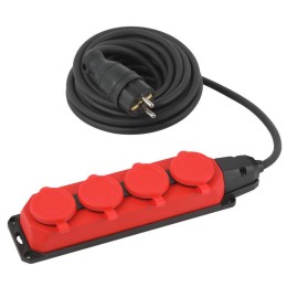 Удлинитель силовой UK-4e-3x1.5-5m-IP44(KG) с заземлением 4 розетки каучук 5м КГ 3х1.5кв.мм IP44 Эра