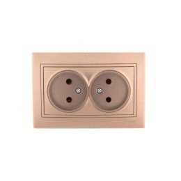 Розетка 2-м СП Mira 16А IP20 без заземл. со вставкой керамика свет. корич. перламутр. LEZARD 701-313