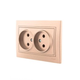 Розетка 2-м СП Mira 16А IP20 без заземл. со вставкой керамика свет. корич. перламутр. LEZARD 701-313