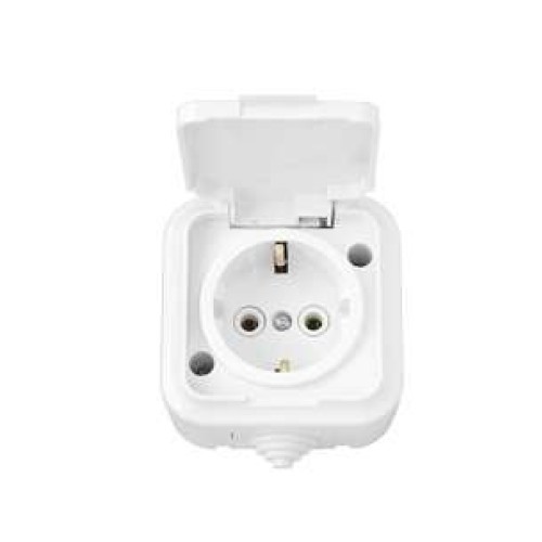 Розетка 1-м ОП 16А IP54 с заземл. с крышкой бел. Bylectrica РА16-297