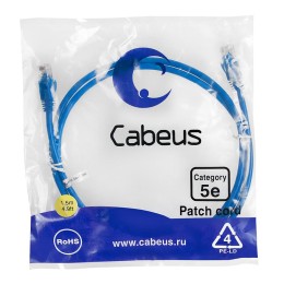 Патч-корд U/UTP кат.5E PC-UTP-RJ45-Cat.5e-1.5m-BL 2хRJ45/8p8c неэкранир. PVC 1.5м син. Cabeus 7693c