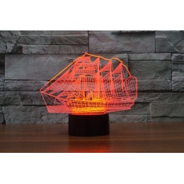 Светильник светодиодный настольный NL-404 "Корабль" 3Вт RGB USB ночник син. Camelion 14562