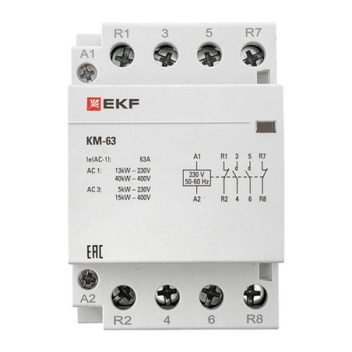 Контактор модульный КМ 63А 2NО+2NC (3 мод.) PROxima EKF km-3-63-22