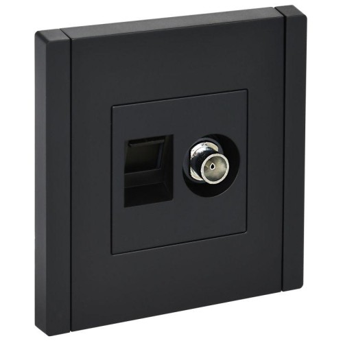 Розетка 2-м TV+RJ45 кат.5E FORTE&PIANO FP136 черн. IEK FP-AK20-1-K02