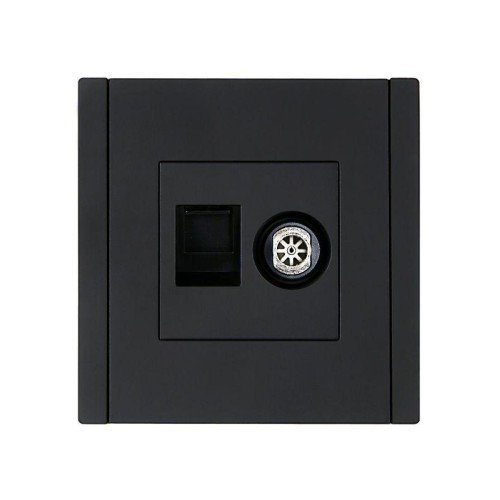 Розетка 2-м TV+RJ45 кат.5E FORTE&PIANO FP136 черн. IEK FP-AK20-1-K02