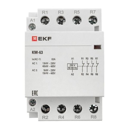 Контактор модульный КМ 63А 4NC (3 мод.) PROxima EKF km-3-63-04