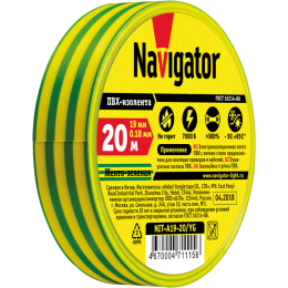 Изолента ПВХ 19мм (рул.20м) жел/зел. NIT-A19-20/YG Navigator 71115