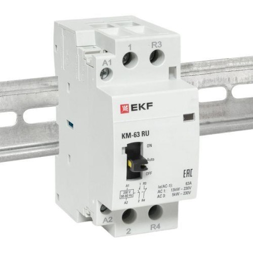 Контактор модульный КМ РУ 63А 1NO+1NC (2 мод.) PROxima EKF km-2m-63-11